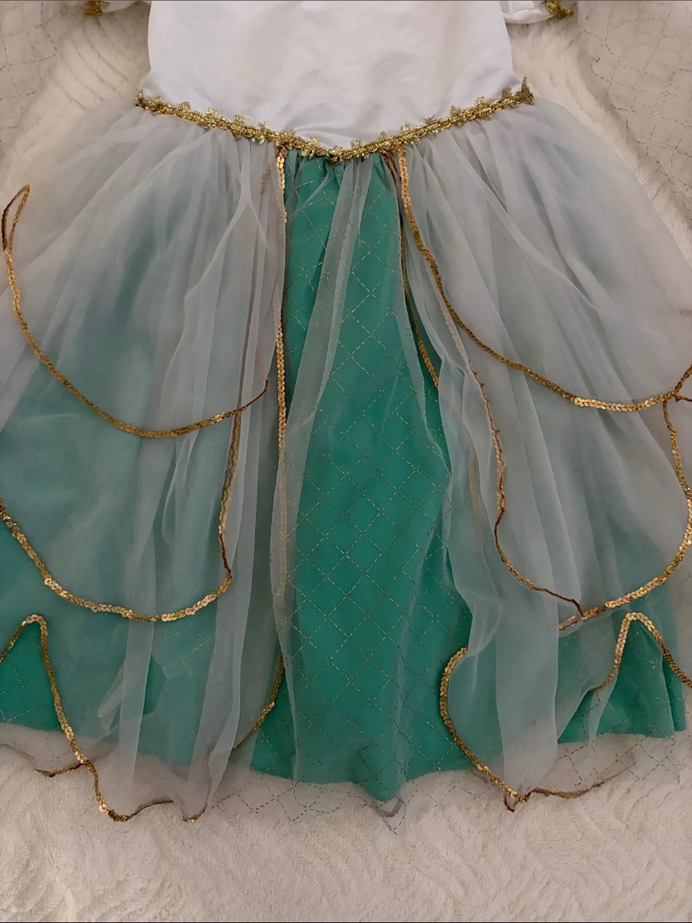 Little Mermaid White and Teal Princess Dress Kids Costume